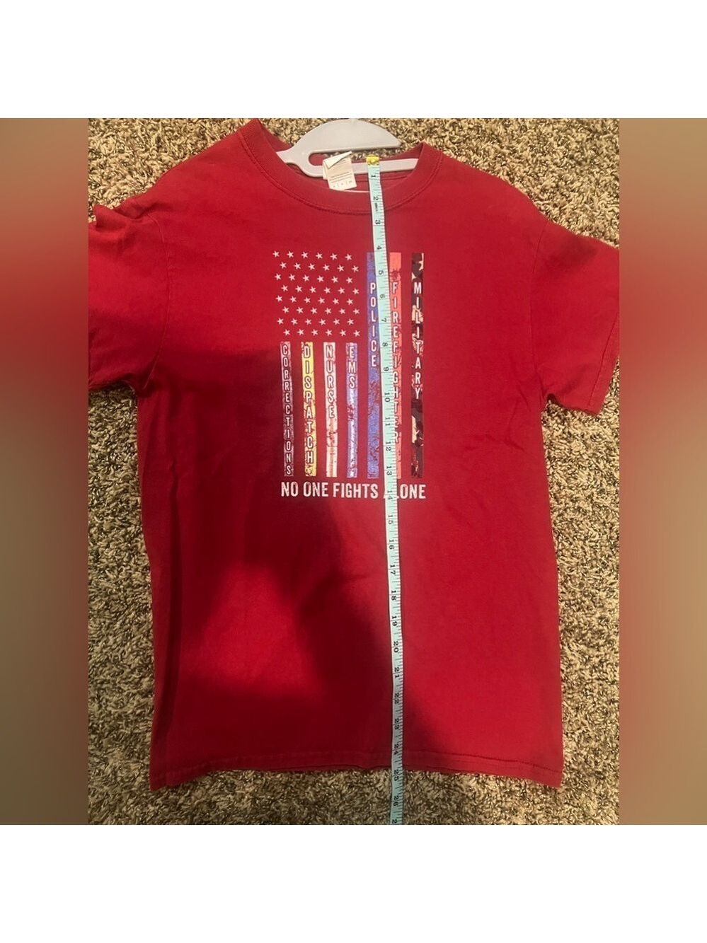 No one fights alone red t-shirt Size: Small - Picture 2 of 5